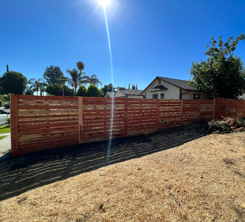 wooden horizontal fence modern style